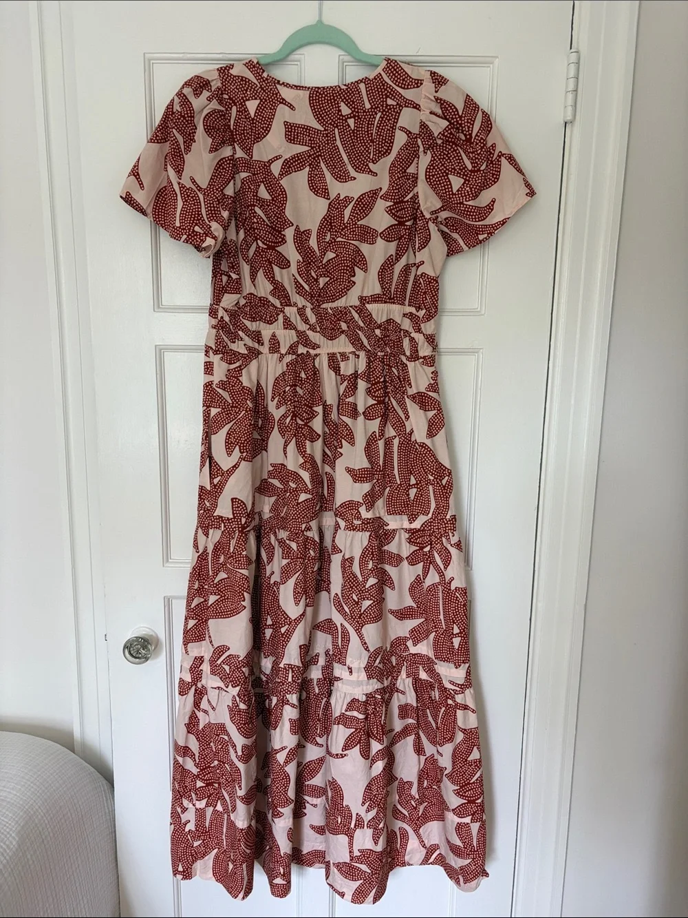 Anthropologie-Somerset Tiered Maxi Dress, Neutral / Rust Dotted Floral print - Picture 3 of 5